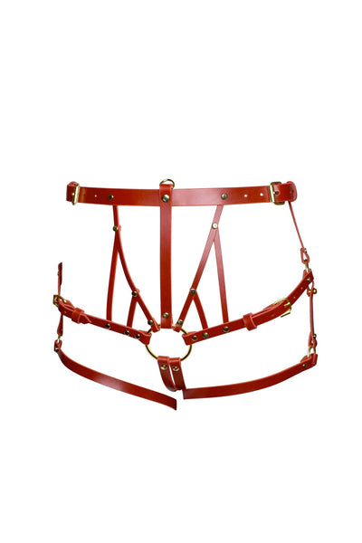 Inanna Strappy Leather Harness Brief Love Lorn Lingerie