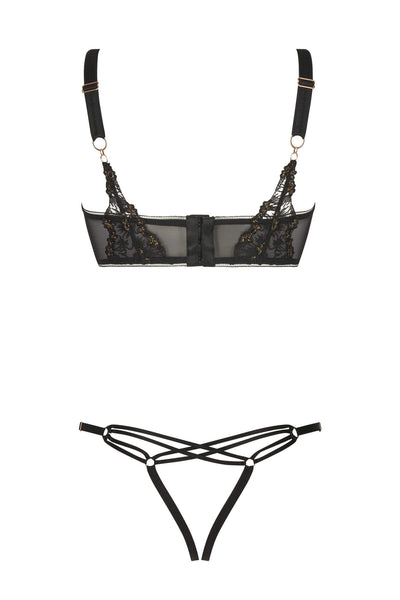 Serena Embroidery Bralette • Sexy French Lingerie • Made In France Darkest Fox 8027