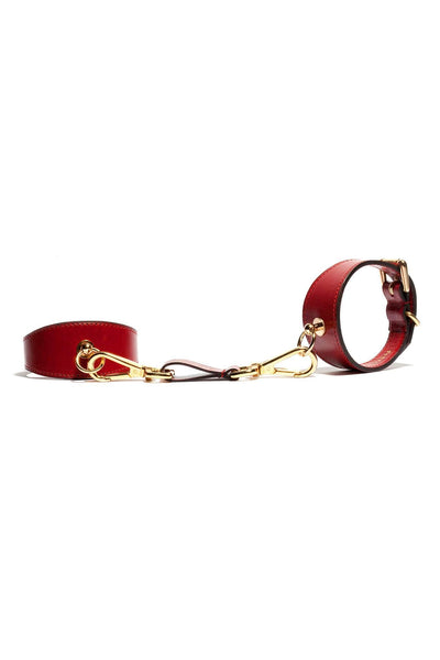 Red Leather Linotte Cuff Bracelets domestique