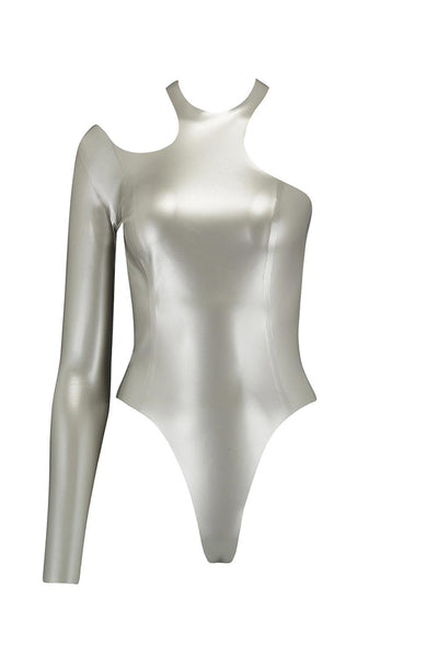Kappa Keyhole Silver Latex Bodysuit Elissa Poppy