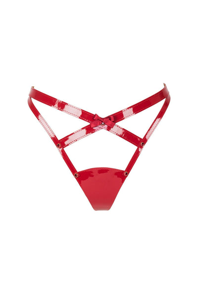 Red Hot Leather Harness Thong Fräulein Kink