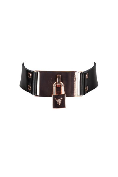 Lock BDSM Leather Collar VoyeurX