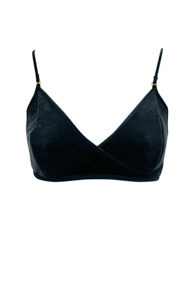 Navy Velour Crossover Bra K+1%