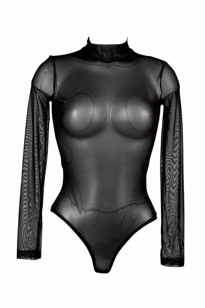 Transparent Black Mesh Bodysuit VoyeurX