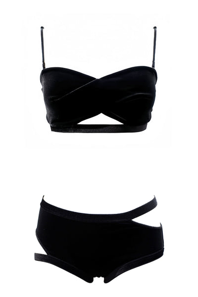 Black Velour Lingerie Set K+1%