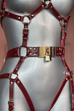 Chastity Leather Bodysuit • Dark Ruby VoyeurX