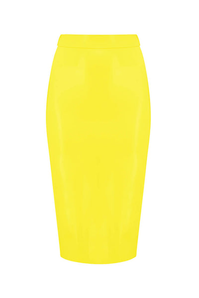 Yellow Latex Midi Skirt Elissa Poppy