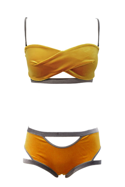 Mustard Yellow Velour Lingerie Set K+1%