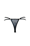 Navy Velour Flocked Dot Mesh Tanga K+1%