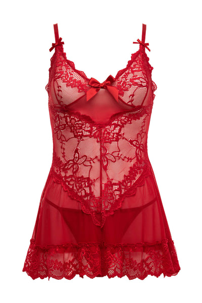 Valentine Crimson Red Lace Babydoll • Curve Oh Là Là Chéri