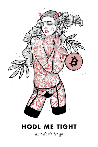 Bitcoin Art in Frame • Brooke x Hodl Me Tight Wolfmumma