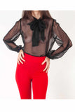 Claire Sissi Pure Silk Chiffon Pussy Bow Blouse Hot Couture