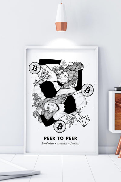 Bitcoin Art in Frame • Alli Julie x Peer to Peer Wolfmumma