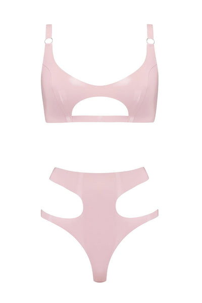 Baby Pink Cut Out Latex Lingerie Set Elissa Poppy