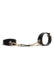 Black Leather Linotte Cuff Bracelets domestique