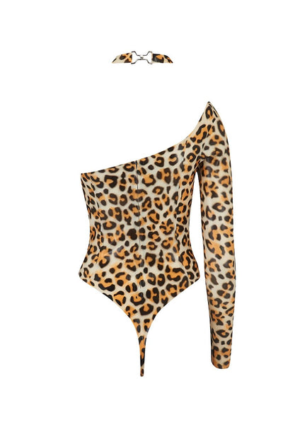 Kappa Keyhole Leopard Latex Bodysuit Elissa Poppy