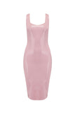 Baby Pink Latex Midi Dress Elissa Poppy