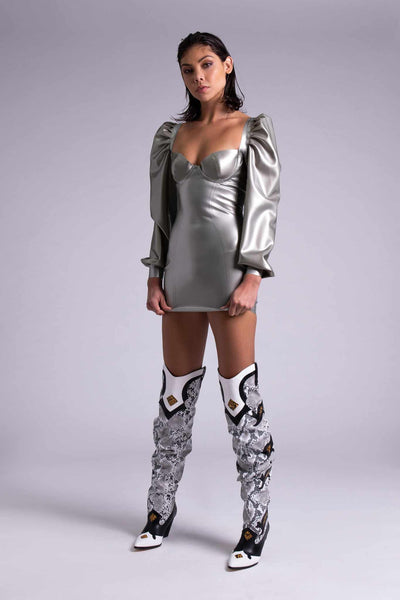 Delta Silver Latex Dress • Haute Couture Fetish Clothing Elissa Poppy ...