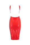 Scarlet Red Latex Midi Dress Elissa Poppy