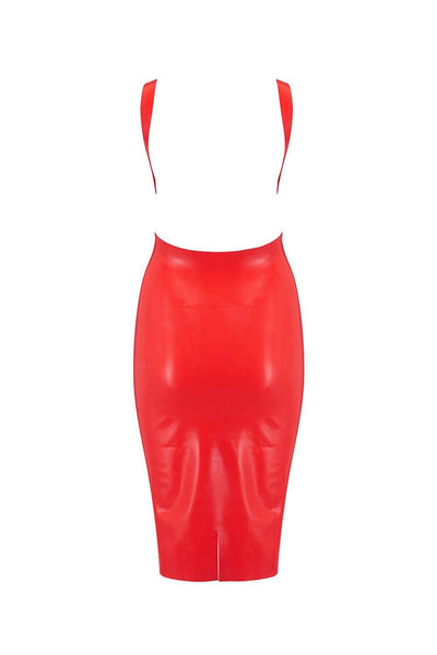 Scarlet Red Latex Midi Dress Elissa Poppy
