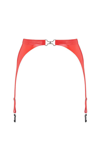 Scarlet Red Latex Garter Belt Elissa Poppy