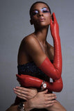 Omega Scarlet Red Opera Long Latex Gloves Elissa Poppy