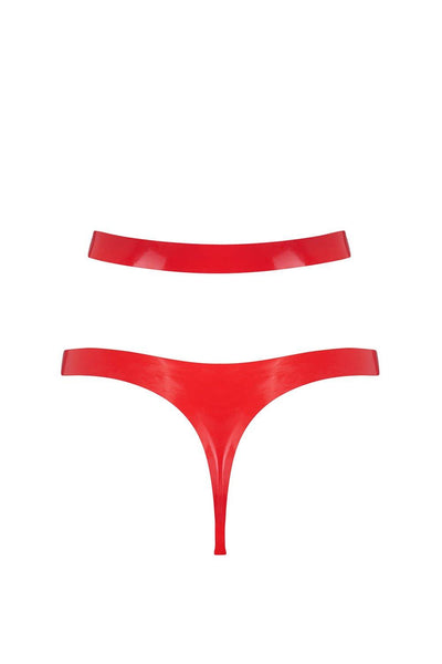 Scarlet Red Latex Cut Out Thong Elissa Poppy