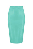 Jade Green Latex Midi Skirt Elissa Poppy