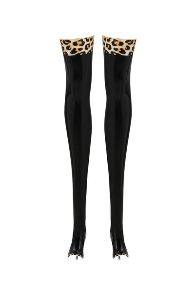Sigma Leopard Latex Stockings Elissa Poppy