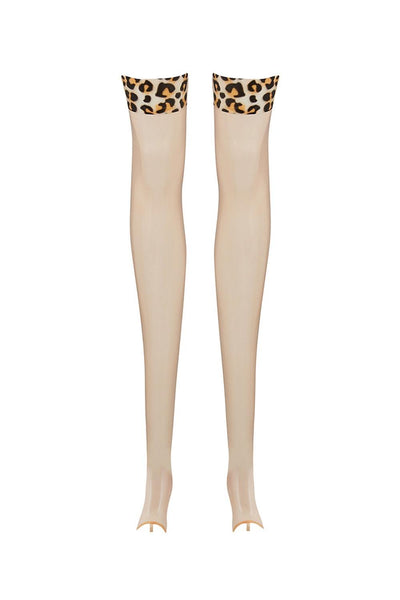 Sigma Beige Leopard Latex Stockings Elissa Poppy