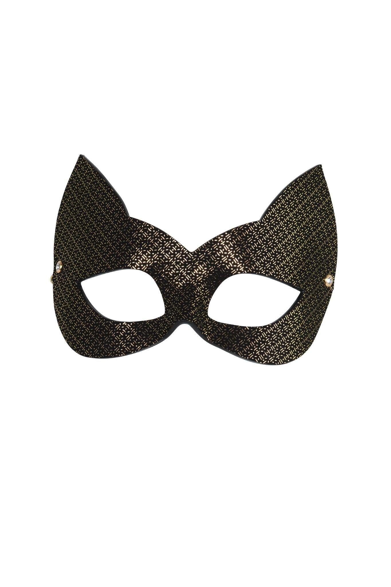 Lush Leather Black & Gold Cat Mask Fräulein Kink– Fox