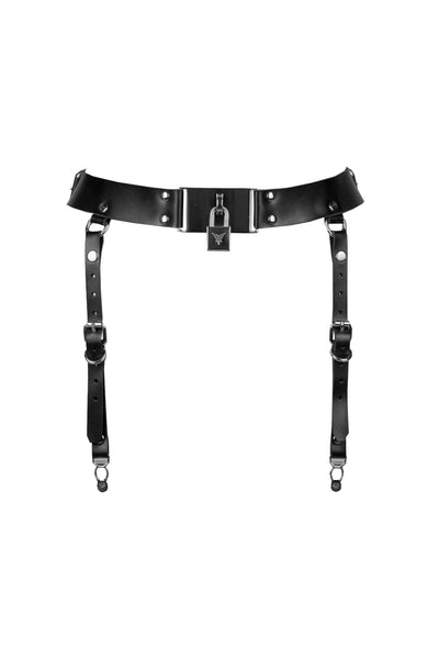 Lock Black Leather Garter Belt • VoyeurX • Made in the Netherlands ...