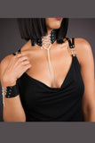 Stitched Leather Corset Cuff with Sterling Chain Lalita