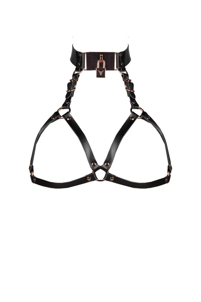 Lock Leather Harness Bra • VoyeurX • Made in the Netherlands– Darkest Fox