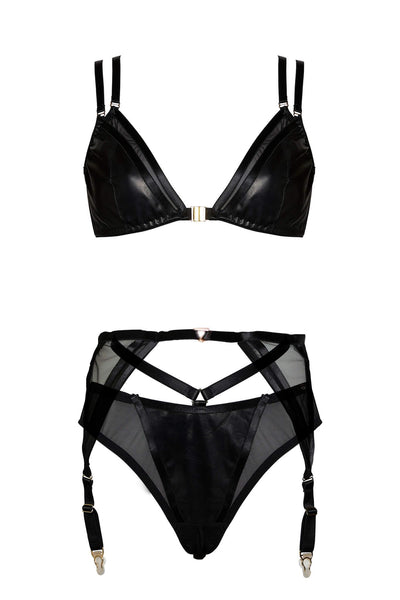 Mia 3 Piece Leather Lingerie Set • Something Wicked • Made in England ...