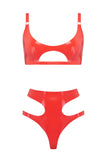 Scarlet Red Cut Out Latex Lingerie Set Elissa Poppy