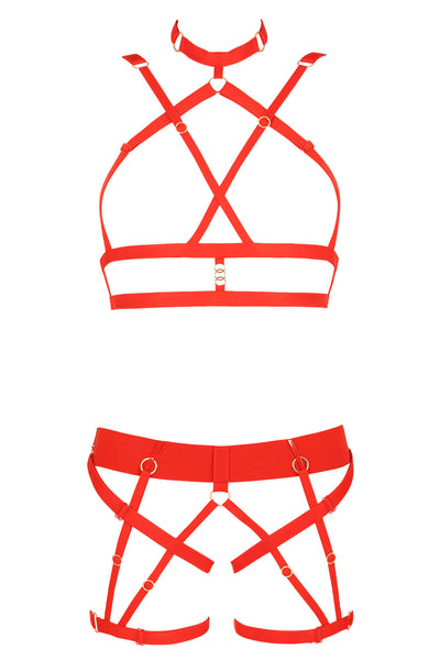 Serguei Red Lingerie Harness Set • Sexy French Lingerie • Made In