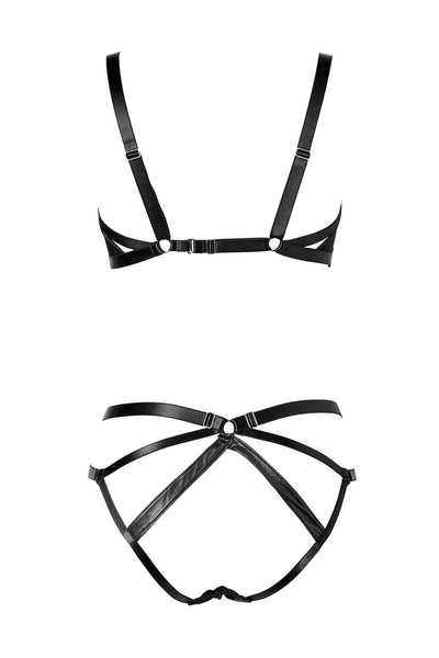 Jade Ouvert Open Brief Set • Something Wicked Satin Leather Lingerie ...
