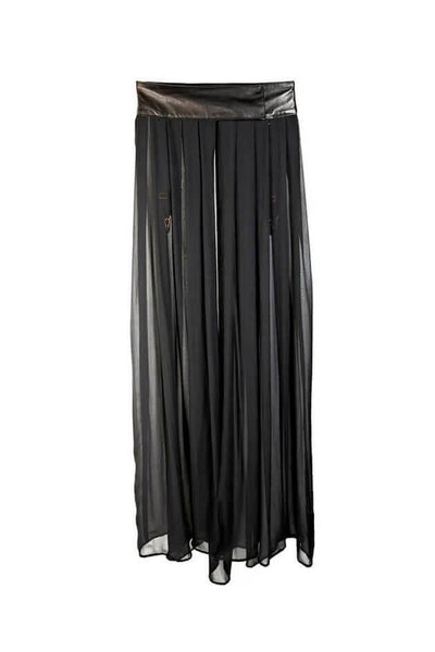 Ava Leather & Silk Georgette Skirt Something Wicked