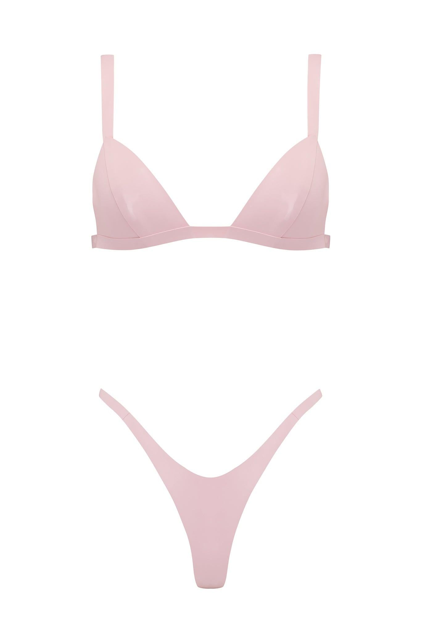 Baby Pink Latex Triangle Bra • Haute Couture Fetish Lingerie– Darkest Fox